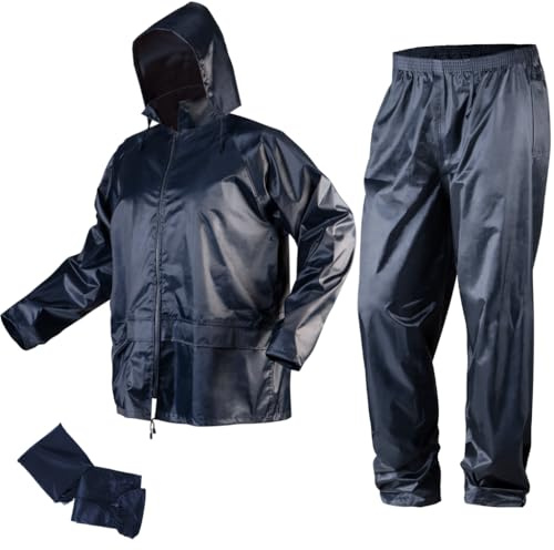 NEO TOOLS Combinaison de pluie Ultra-Lite pour hommes Femmes Manteau de pluie de protection imperméable avec pantalon 2 pièces Vêtements de pluie, ouvertures de ventilation - M-XXXL (XXXL)