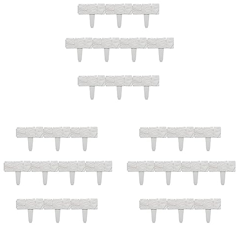 Relaxdays Beetzaun, 10-teilige Umrandung für Beete, Steinoptik, Rasenkante zum Stecken, Kunststoff, weiß 23 x 25 x 2 cm (Packung mit 3)