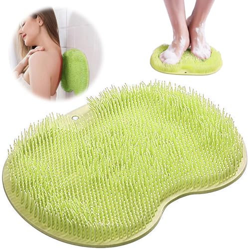 Tapis de Bain en Silicone, Brosse Pieds Douche,Coussin de Massage pour Pieds,Nettoyeur de Dos avec Ventouse,Laveur de Pieds de Douche,Foot Scrubber,Dos Nettoie,Exfolie,Masse vos Pieds Sans se Pencher