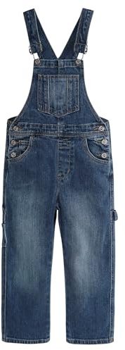 KIDSCOOL Salopette cargo en jean à 3 boutons latéraux pour fille | Salopette en jean classique pour fille, fermetures latérales à 3 boutons et poches cargo pour un look quotidien