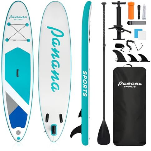 Panana Stand Up Paddle Gonflable Planche de Sup avec Accessoires, Kit de Surf, Pagaie Réglable, Ultra-Légère, Pont Antidérapant pour Adultes et Jeunes