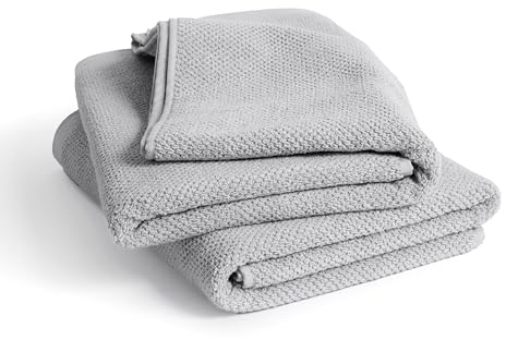 herzbach home - Spa Kollektion - Duschtücher Set 70x140 cm 100% Baumwolle (Perlgrau)