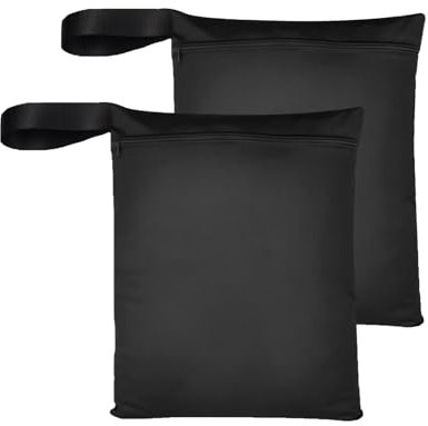 CDRPD 2 Pezzi Sacchetto Impermeabile,Sacco Portabiancheria Sporca,Wet Bag Riutilizzabile con Zip,Sacchetti Impermeabili Biancheria Sporca,per Nuoto,Palestra,Spiaggia,Campeggio(Nero,36 * 30cm)