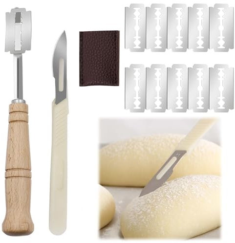 LONGHAO 1 st bröd bagarskärare, degrakkniv, bröd lame-kniv, bröd scoring-skärare, brödbakverktyg, med 10 blad, för diy-bröddegmönster, bröddegmönster, sprickkniv att skära in (#2)