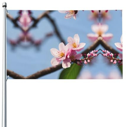 Drapeau de jardin décoratif imprimé fleur de prunier pour décoration extérieure de cour, décoration d'intérieur extérieure d'hiver sur un seul côté