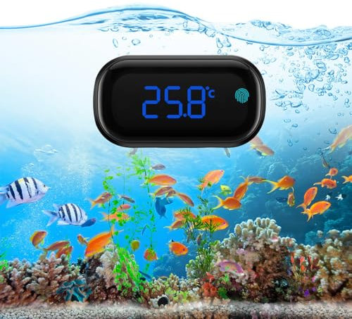 Aquarium thermometer InnenMini Kleben Thermometer Aquarium Zubehör Aquarien Digitales Wasserthermometer mit LED-Touch Display Aigital Kabellos Wasser Thermomete für Süßwasser-Meeresaquarien