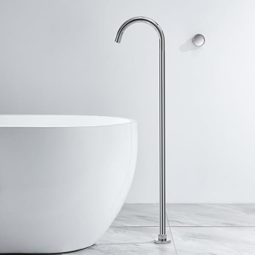 BiaoTeng Grifo de Pie Para Bañera Exenta Giratorio de 360° agua Fría y Caliente Pared Laton Grifo de Bañera Empotrado Cromo