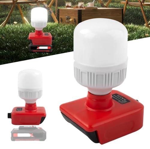 Lámpara de Batería para Einhell Batería 18V, Afenau 12W luz de Trabajo con Bombillas E27 Ajustable 350-1300LM, Lámpara Portátil para Obra, Foco de Construcción LED para Batería 18V, Foco de Construcc