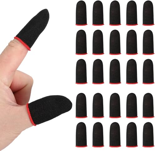PATIKIL Manchon De Doigt pour Contrôleur, 40 Pièces Manchons De Pouce pour Jeu Mobile Gants À Bout en Fibre Argentée Anti-Transpiration Respirants pour Écrans Tactiles De Jeuxs, Rouge