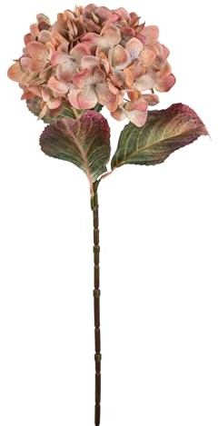 Seidenblumen Roß Herbst-Hortensie 65cm HB Kunstblumen künstliche Blumen Blumen Dekoblume (Braun-Creme-Grün)