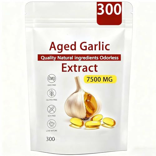 Åldrad Vitlöksextrakt - 7500mg Luktfri Ekologisk Vitlöksextrakt, Helt Naturligt, GMO-fritt, Vegetariskt, 300 st,1pc