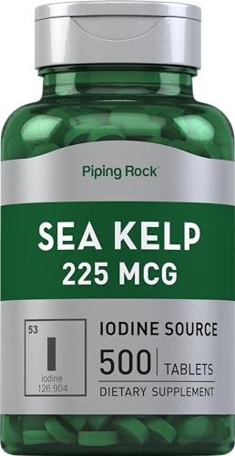 Piping Rock Sea Kelp Iodine Supplement | 225 mcg | 500 Tablets | Non-GMO, Gluten Free