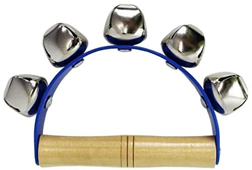 A-Star 5 Bell Jingle Shaking Sleigh Bell Handbell con mango de madera - Azul