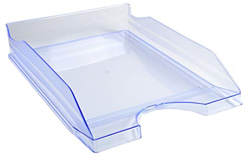 Exacompta - Réf. 12310D - 1 corbeille à courrier ECOTRAY - dimensions utiles 34 x 25 x 6,5 cm - pour documents au format A4+ - peut contenir 500 feuilles - couleur bleu glacé translucide