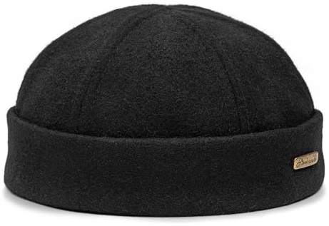 Sterkowski Docker | 100% Wool Beanie for Men and Women | Sailor Mariner Brimless Fisherman Skully Winter Watch Cap Work Outdoor Short Trawler Handmade Warm Longshoremen Black 60 cm