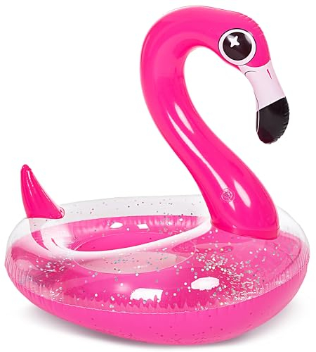 JOYIN Flamingo/Einhorn aufblasbarer Pool Schwimmer mit Glitters, Schwimmring, spaß-Badetier Aufblasbar, Pool Spielzeug, Dekorationen für Kinder-Sommer-Party(95 x 82 x 94 cm)