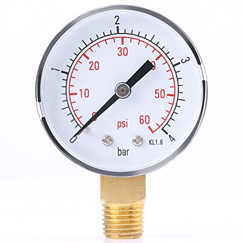 Mini Manometer, Druckluft-Manometer mit Doppelter Skala Geeignet für Luft, Wasser, Öl, Luft und andere Materialien 0-4bar / 0-60psi
