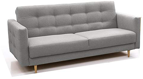 mb-moebel Schlafsofa Kippsofa Sofa mit Schlaffunktion Klappsofa Bettfunktion mit Bettkasten Couch - Scarlett (Hellgrau)