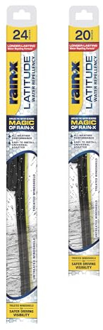 Rain-X 810162 Latitude 2-In-1 Water Repellent Wiper Blades, 24 and 20 Windshield Wipers (Pack Of 2), Automotive Replacement Windshield Wiper Blades With Patented Rain-X Water Repellency Formula