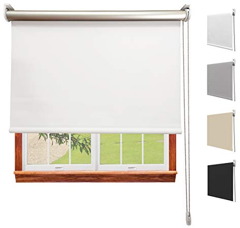 DECORESTOR Estor Enrollable Blackout Reflectante - Todas Las Medidas - 100% Opaco y Térmico - Aislante frío y Calor - Persiana para Ventanas y Puertas - Blanco