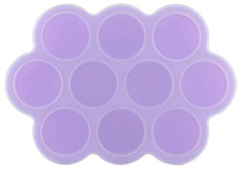 Bandeja del congelador de Alimentos de Silicona Contenedor Reutilizable de 10 Agujeros con Tapa Mordidas de Huevo Moldes para Alimentos caseros para bebés Purés de Frutas Vegetales y Leche (si)