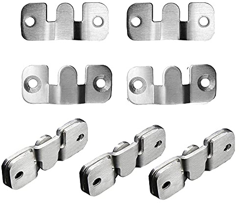 Bestgle 30Pcs(15 Sets) Stainless Steel Mirror Flush Mount Bracket, Picture Hangers Photo Frame Hanging Hook, Interlocking Z-Shaped Clip Wall Mount Hardware for Display Art Gallery Furniture Photo