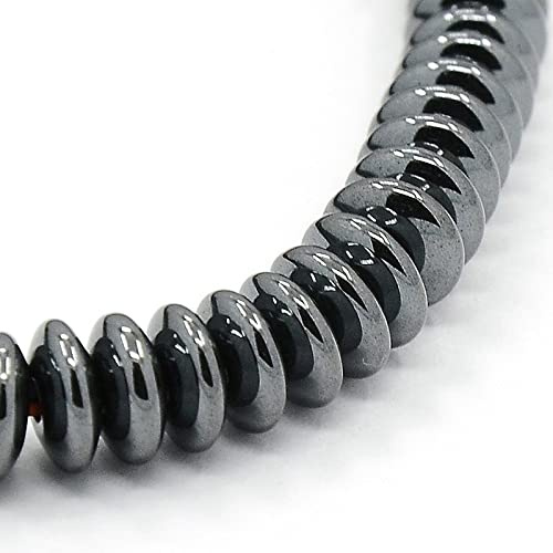 Perlin 140 cuentas de hematita Heishi de 6 mm, separadores negros redondos, forma de disco no magnética, con orificio redondo de 1 mm para distancias limpias y elegantes acentos en cadenas, pendientes