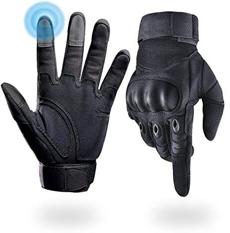 Liovoras Taktische Handschuhe, Motorradhandschuhe Herren, Einsatzhandschuhe mit Protektoren und Touchscreen für Motorrad, Fahrrad, Mountainbike, Roller, Jagd, Airsoft & Security | Schwarz, Größe XXL