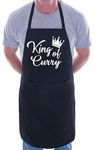 Print4U King Of Curry Men's Funny Slogan Novelty Cooking BBQ Apron Black