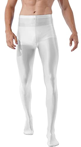 HULIJA Mallas largas de nailon para hombre, lencería, ropa interior, ropa interior, ropa interior funcional, entrenamiento, fitness, B blanco., L