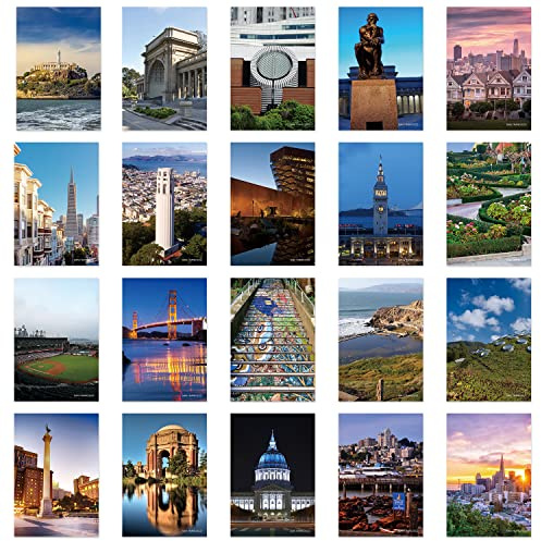 xtvinvm US City San Francisco California Travel Postcards from Around the World Vintage Postcard Pack for Mailing Business Christmas Holiday Birthday Postcards with Mailing Side Set of 20