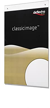 Deflecto Lot de 12 Supports Muraux pour Panneaux A4 Portrait - Cadre d'Affichage Professionnel Transparent - Porte-Panneau Mural pour Signalétique, Menus - Installation Facile avec ou sans Perçage