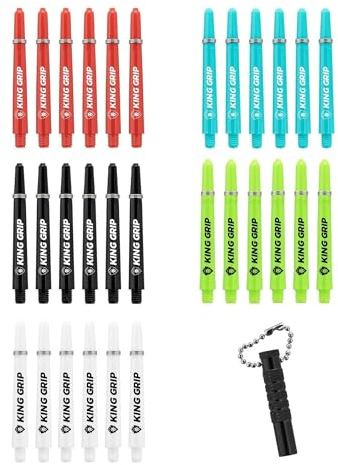 KOTO - Dartschäfte Collection Medium, 30 Shafts & praktischer Shaft Remover, Nylon Shafts Rot, Schwarz, Blau, Weiß, Grün