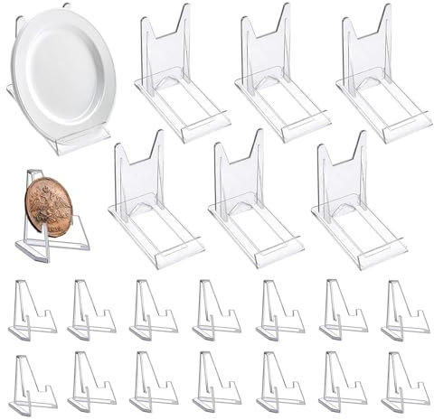 Lymshine Clear Plastic Display Stand , 30 Pcs Adjustable Acrylic Plate Stand,Easel for Plates, Cards, Books, Photos Picture Frame