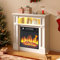 DWVO Electric Fireplace, Suite 18 and Realistic Flame Effect Fire, Electric Fire and Surround Reach up to 30㎡ Space, White Electric Fire with Programmable Timer and LED Light Strip,80.5x30.5x80.5CM