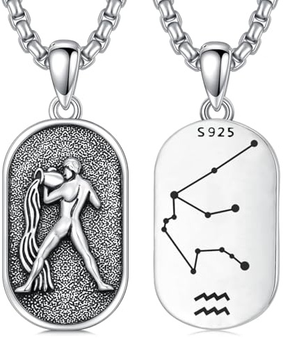 enjoylifecreative 12 stjärntecken halsband för män kvinnor 925 sterlingsilver stjärnbilder horoskop hänge kedja födelsedag astrologi smycken presenter för män kvinnor, Sterlingsilver, Ingen ädelsten
