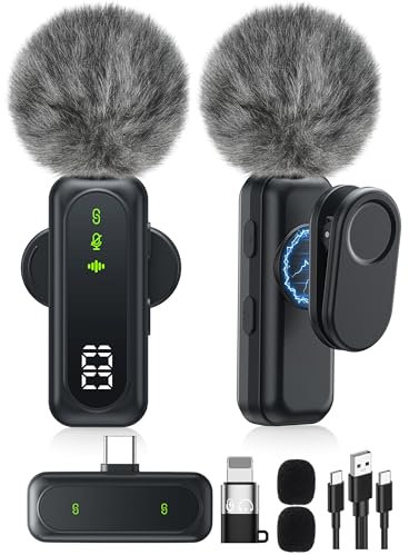 Jubolion Wireless Lavalier Microphone for iPhone – Magnetic Clip Mic with 100% Battery Display, Noise Reduction, Plug & Play, Compatible with iOS/Android – for TikTok, YouTube, Vlogging