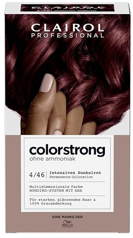 CLAIROL PROFESSIONAL colorstrong dauerhafte, multidimensionale Haarfarbe ohne Ammoniak - mit stärkendem AHA-Bonding-System - 4/46 Intensives Dunkelrot