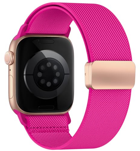 Armband kompatibla med Apple Watch Band 38 mm 40 mm 41 mm 42 mm 44 mm 45 mm 46 mm 49 mm Herr Dam, Andningsbart Sport Nylon Elastiskt Armband för iWatch Seriers 11/10/9/8/7/6/5/4/3/2/1 Ultra SE, 44mm