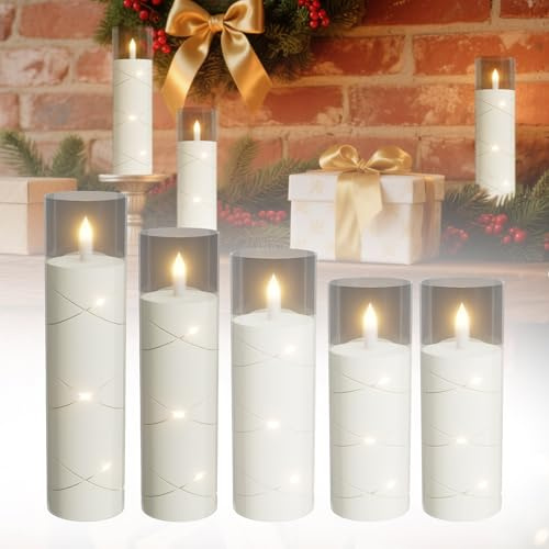 YRHome Set di 5 candele a LED con fili feriti, candele senza fiamma, con funzione timer, candele a LED, per Natale, soggiorno, decorazione – trasparente