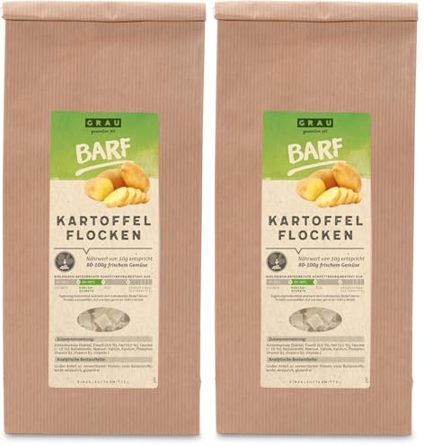 GRAU – l'originale – Verdure secche per BARF per cani - Fiocchi di patate, 1 confezione (1 x 500 g), alimento complementare per cani (Confezione da 2)