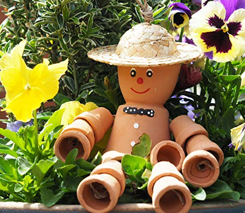 Terracotta 28cm Garden Flower Pot Man - Gnome Style Shelf Sitting Figurine