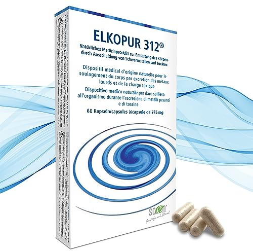 Elkopur312 - Detox Zeolith kapseln 780 mg, CE zertifiziertes Medizinprodukt, Entgiftung und Schwermetallausleitung