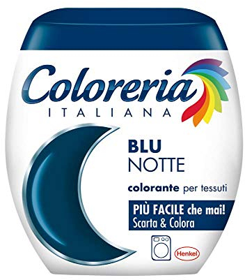 Coloreria Italiana Grey Farbstoff Stoffe und Kleidung in der Waschmaschine, Farbe Nachtblau, 1 Packung, 350 g