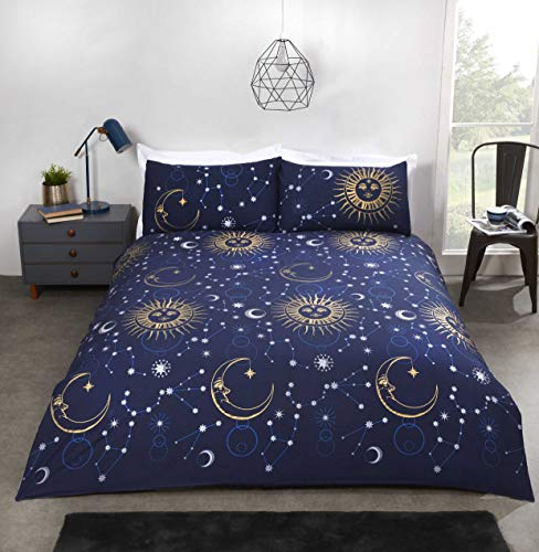 Rapport Navy-Single Celestial Duvet Cover Bedding Set, Polybaumwolle, Einzelbett