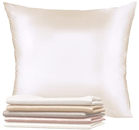 Kissenbezüge Seide - 50x75 cm - Gewicht 19 Momme 100% Reine Maulbeerseide Doppelseitig - Seidenkissenbezug für Haar und Haut, Anti-Aging, Anti-Bettwanzen - Elfenbein