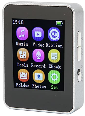 MP3/MP4 Bärbar Spelare med FM-radio, 1,8 Tums LCD-skärm, Mini USB-port, Max Stöd 128GBTFT-kort för Promenader och Löpning(Silver 16GB)
