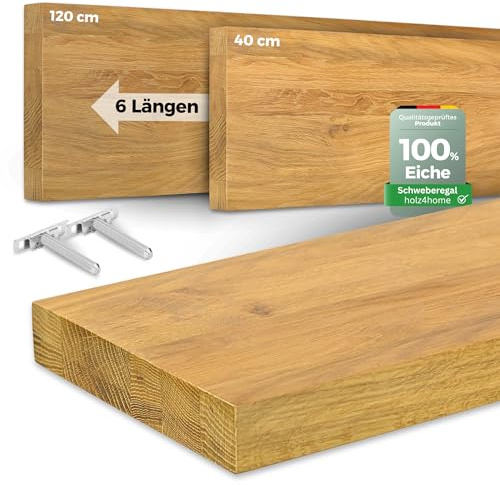 holz4home Wandregal 60 cm ohne Baumkante Natur geölt