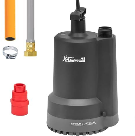 XtremepowerUS 2150GPH Thermoplastic Submersible Utility Pump with 10ft Cord, 1/3 HP for Swimming Pool Garden Pond Basement Draining