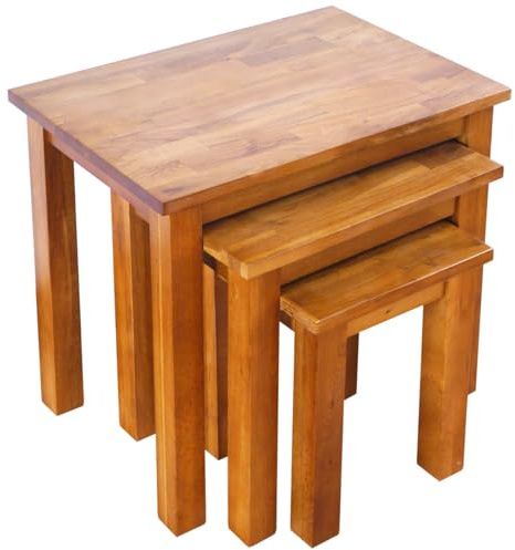 Aurotrice OAK Nest of Tables Nesting 3 Tables Coffee Table Solid